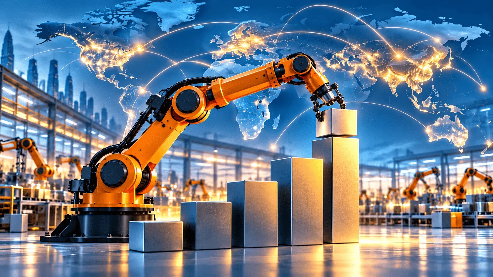 Grafika o rastu instalacija industrijskih robota u svijetu prema izvješću IFR World Robotics 2026